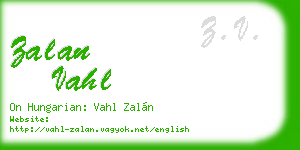 zalan vahl business card