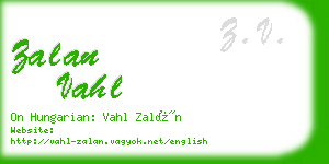 zalan vahl business card